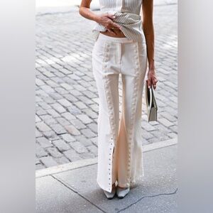NEW Yllw the Label Fabio Linen Snap Trouser Pant Cream Ivory Size Small NWT